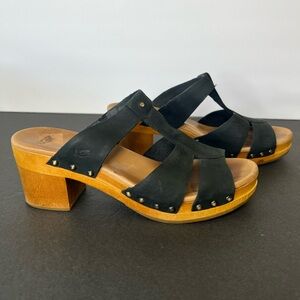 UGG Jennie Platform T-Strap Sandals Black Leather, 10